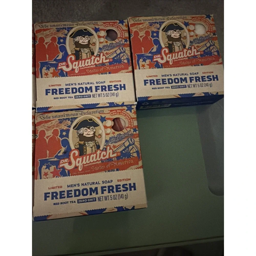 Lot of 5 - Dr. Squatch Freedom Fresh Soap Bars-Limited Edition Red Root Tea 5oz